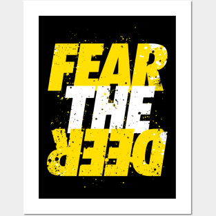 Fear the Deer - Yellow and White Text Posters and Art